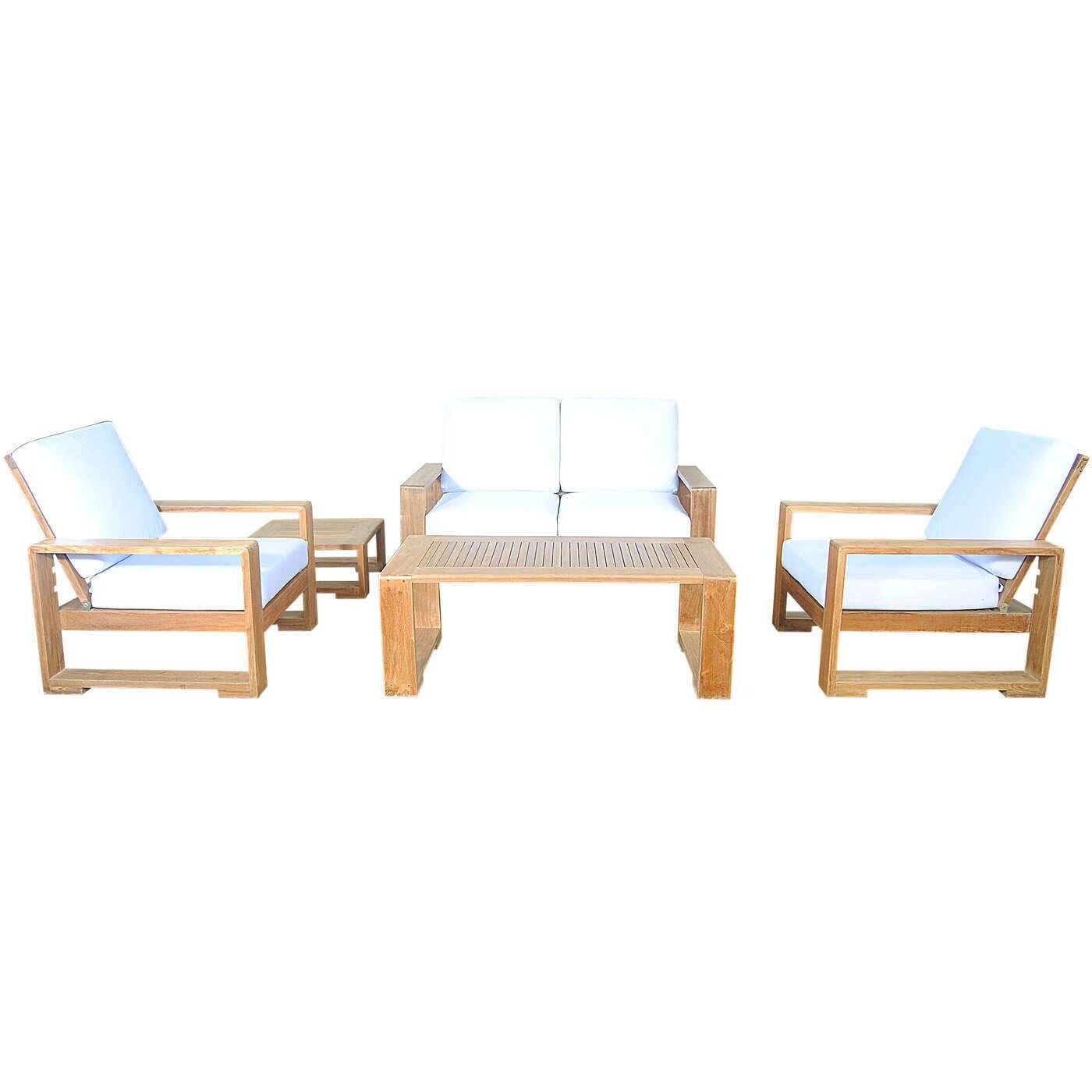 Anderson Teak Set-141 Capistrano 5-Piece Loveseat Collection Modern Deep Seating, Natural Teak Color, Unfinished