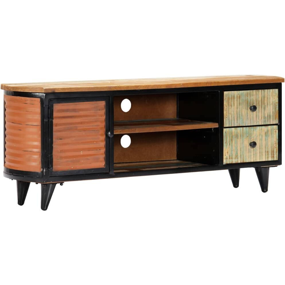 vidaXL Solid Wood Reclaimed TV Stand | Vintage Industrial-Style TV Cabinet | Distinctive Storage Unit with 2-Drawers | Brown Wood Timber, 47.2&quotx11.8&quotx17.7"