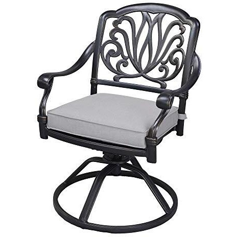 iPatio Athens Patio Dining Swivel Rocker Chairs with Cushion, All-Weather, Durable, and Comfortable Outdoor Aluminum Armchairs, Set of 2 (Dessert Night/Cast Silver)