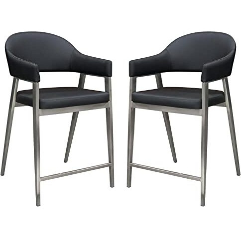 Diamond Sofa Adele Counter Stool in Black Set of 2