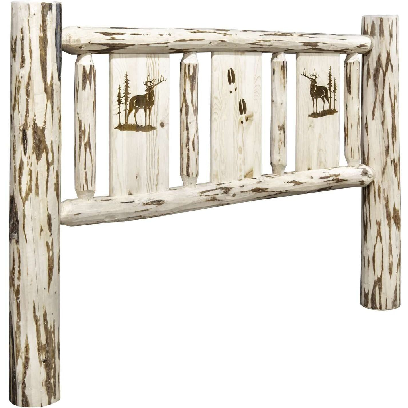 Montana Woodworks Elk Design Laser Engraved Headboard in Clear Lacquer (Cal King 76 in. W x 6 in. D x 47 in. H (lbs.))