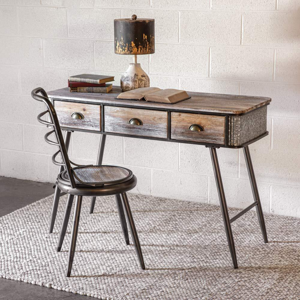 CTW 550091 Industrial Style Wood and Metal Desk with Chair