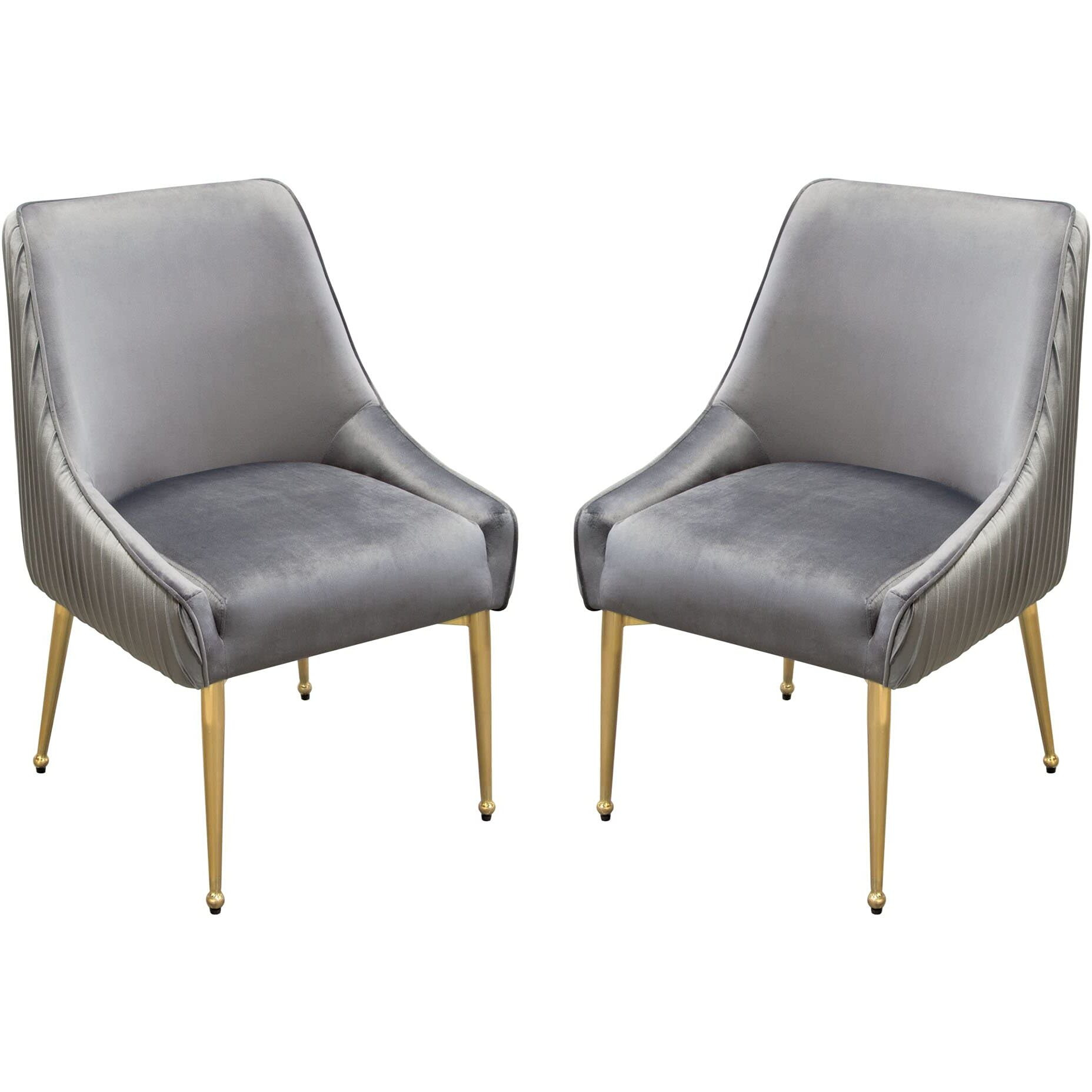 Diamond Sofa Quinn 2 Grey Velvet Fabric/Metal Side Chairs