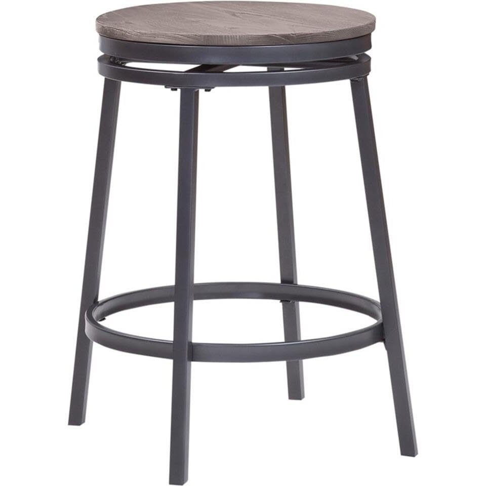 American Woodcrafters Chesson Gray Metal and Wood Backless Counter Stool