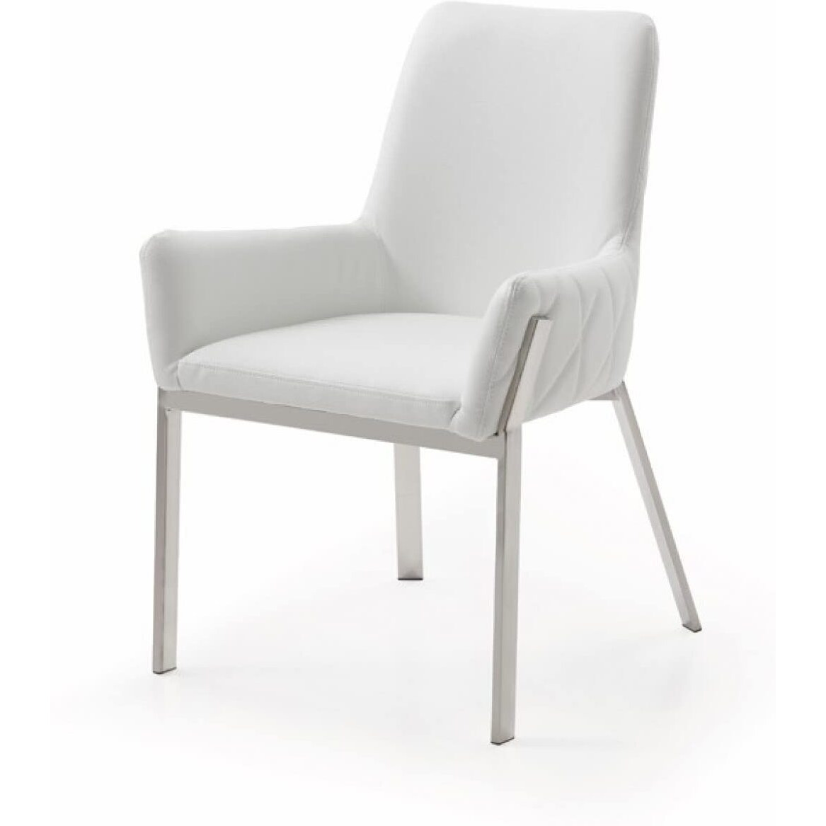 HomeRoots Steel, Faux Leather White Faux Leather Dining Chair