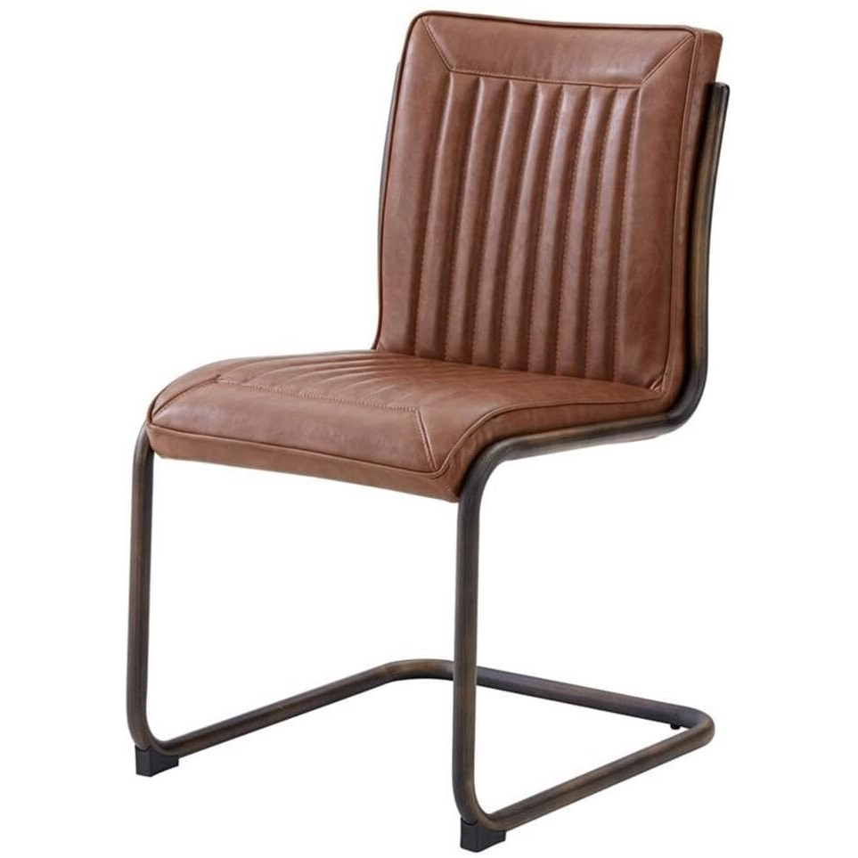 npd furniture and more Cooper PU Rubber Gold Frame, (Set of 2) Dining Chair, Brown