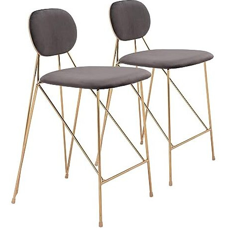 Zuo Georges Counter Stool Gray & Gold