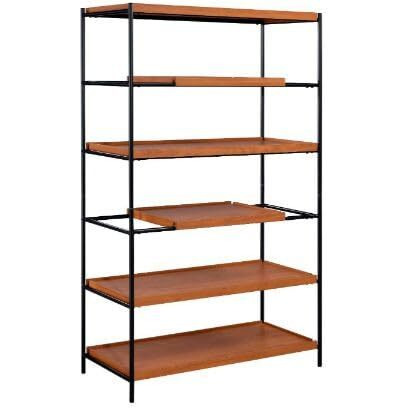 HomeRoots 486300 70 in. Brown & Black Metal Six Tier Etagere Bookcase