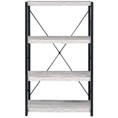 HomeRoots 486309 43 in. Metal Four Tier Etagere Bookcase Antiqued White