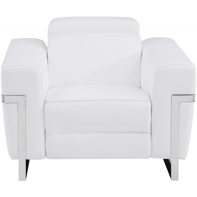 HomeRoots 482247 31 x 41.3 x 43 in. White Italian Leather Power Recliner Chair