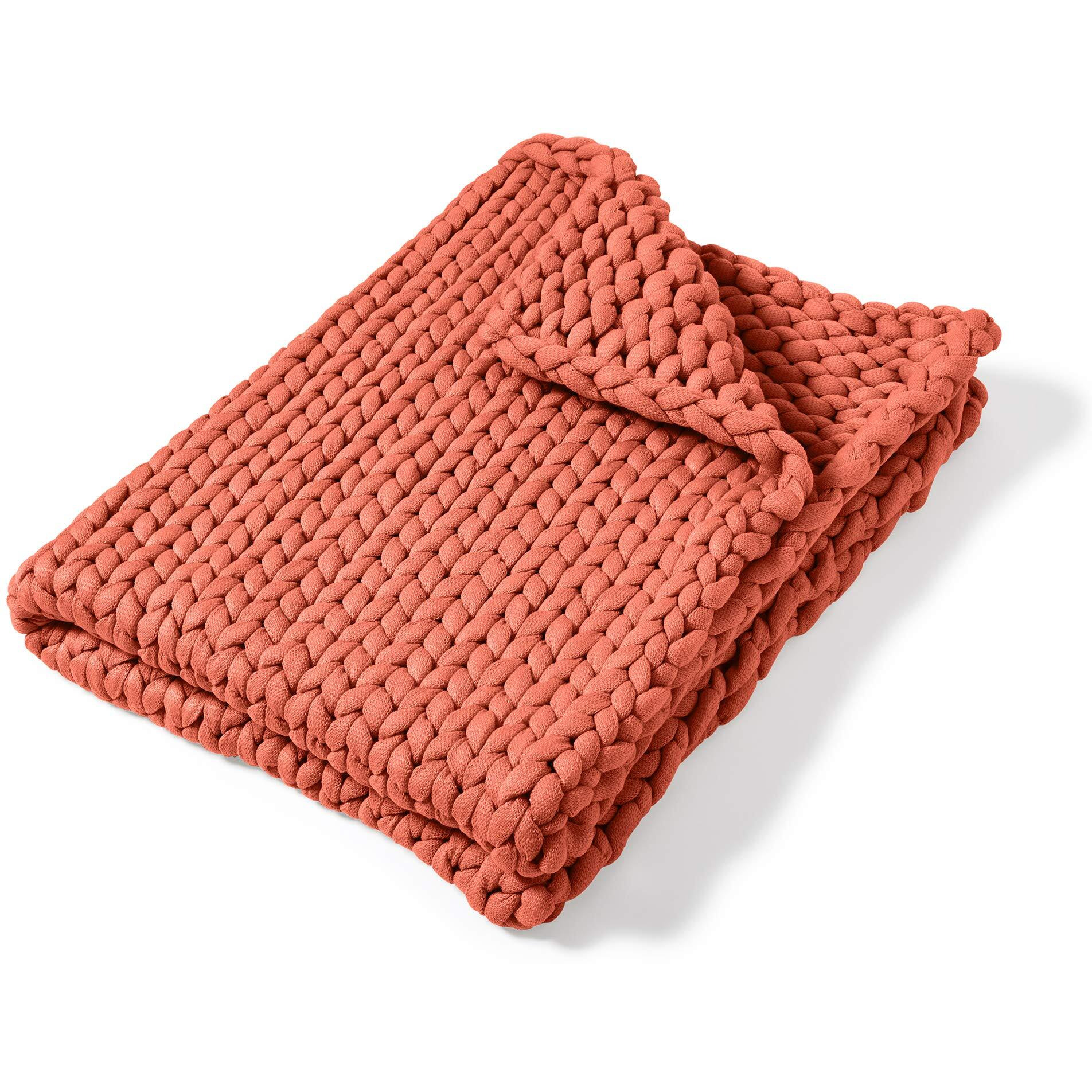 Donna Sharp Throw Blanket - Chunky Knit Coral Contemporary Decorative Throw Blanket with Over-Sized Loop Pattern