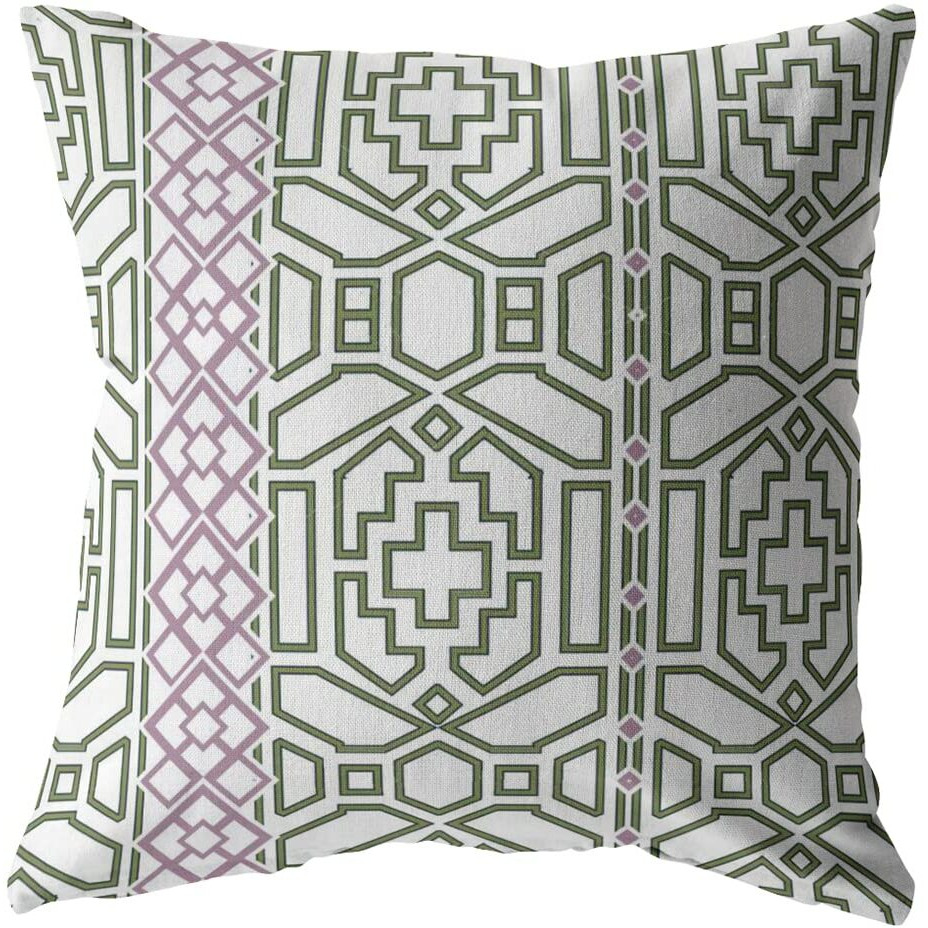 Amrita Sen Bird Maze Broadcloth Indoor Outdoor Blown and Closed Pillow White