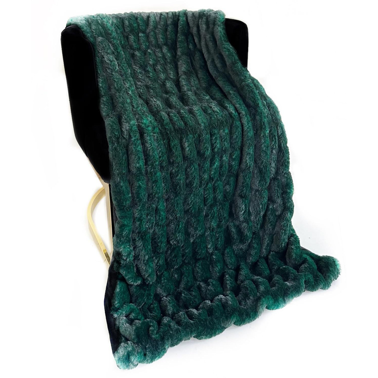 Plutus Brands Emerald Green Plush Pelt Faux Fur Luxury Throw Blanket