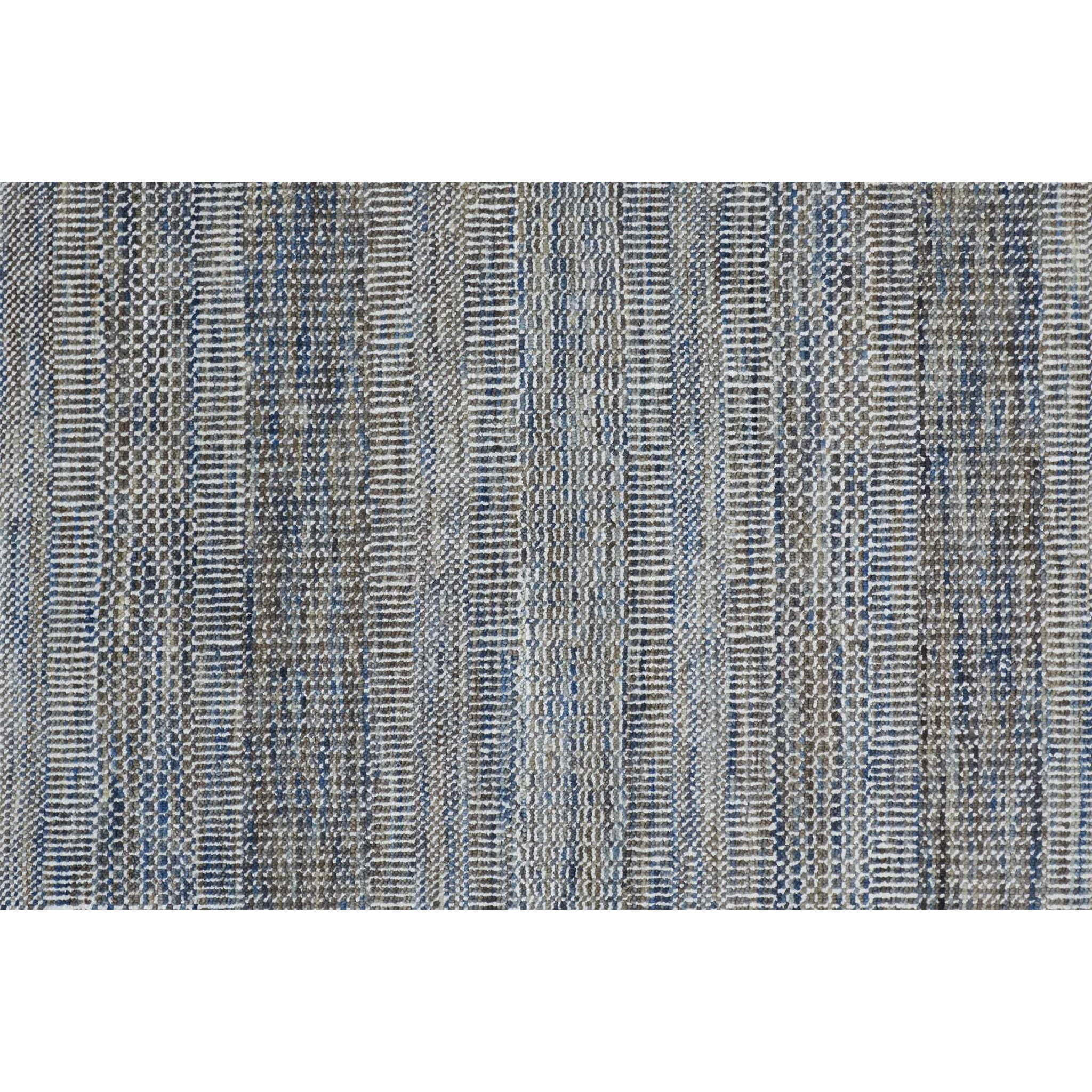 HomeRoots 513865 9 x 12 ft. Silver Wool Striped Hand Knotted Rectangle Area Rug