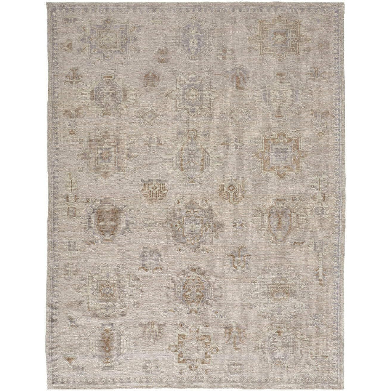 HomeRoots 514994 9 x 12 ft. Tan & Brown Floral Hand Knotted Stain Resistant Rectangle Area Rug