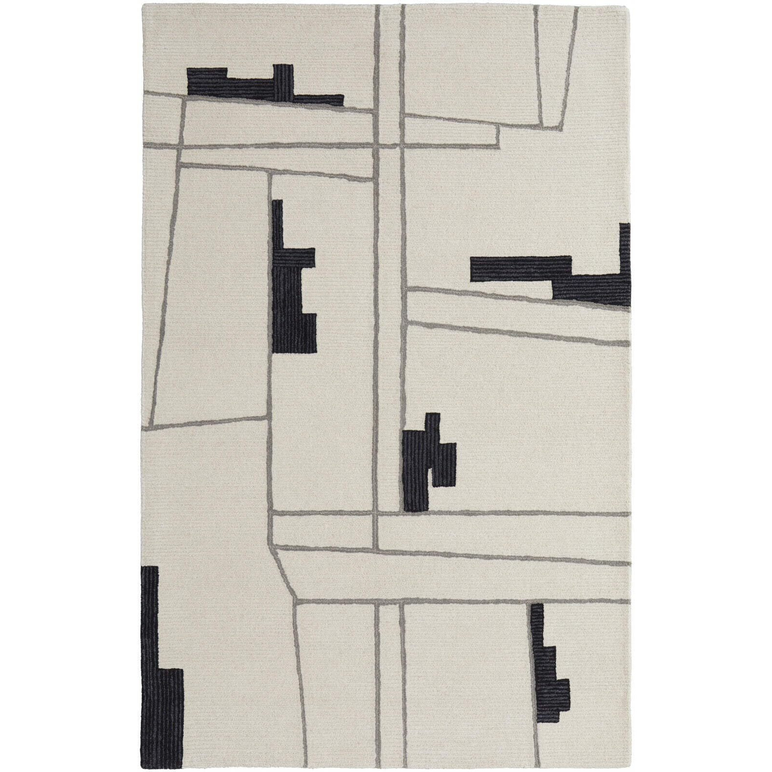 HomeRoots 514397 10 x 14 ft. Ivory Gray & Taupe Wool Abstract Hand Tufted Handmade Rectangle Area Rug