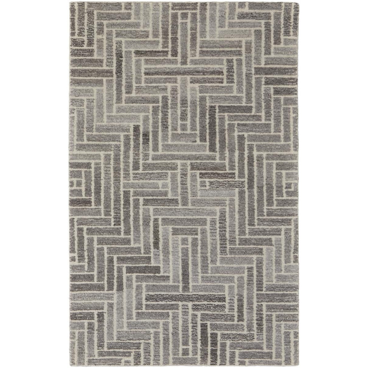 HomeRoots 512015 9 x 12 ft. Taupe Gray & Tan Wool Geometric Hand Tufted Handmade Rectangle Area Rug