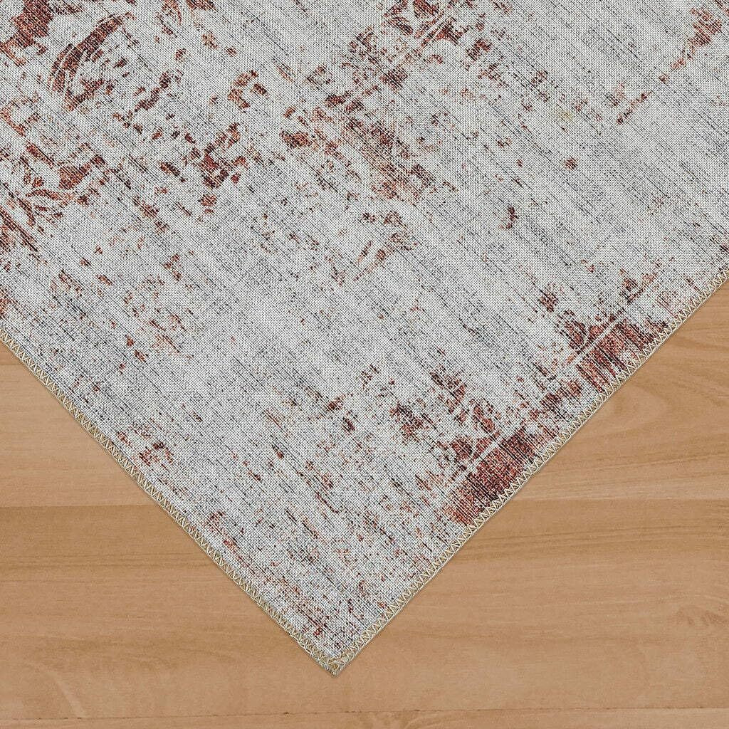 HomeRoots 478973 8 x 11 ft. Rust Oriental Distressed Stain Resistant Rectangle Area Rug