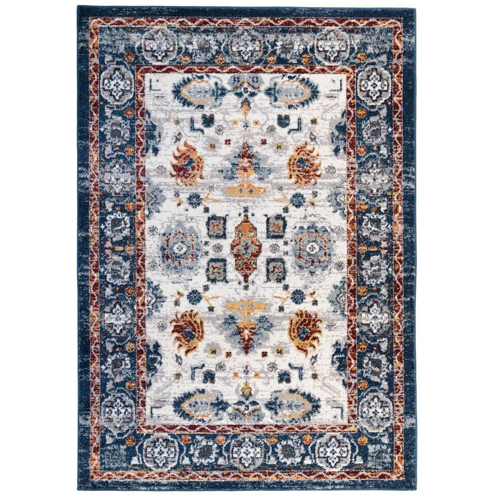 HomeRoots 531929 9 x 12 ft. Blue Power Loom Floral Rectangle Area Rug