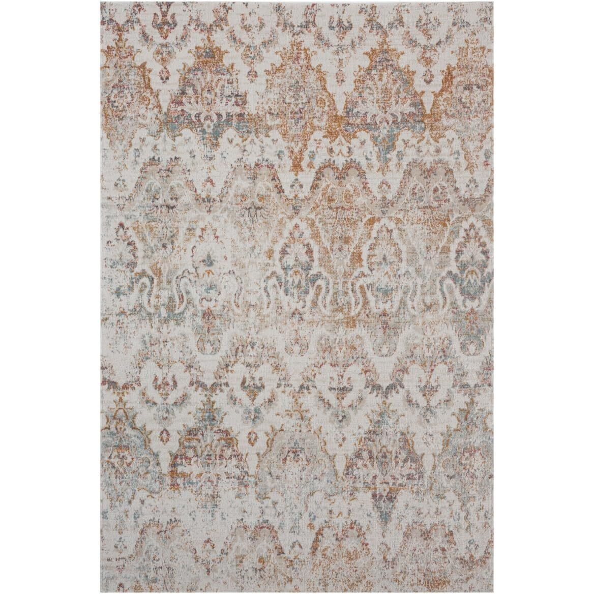 HomeRoots 482919 9 x 12 ft. Beige Damask Stain Resistant Indoor & Outdoor Rectangle Traditional Area Rug