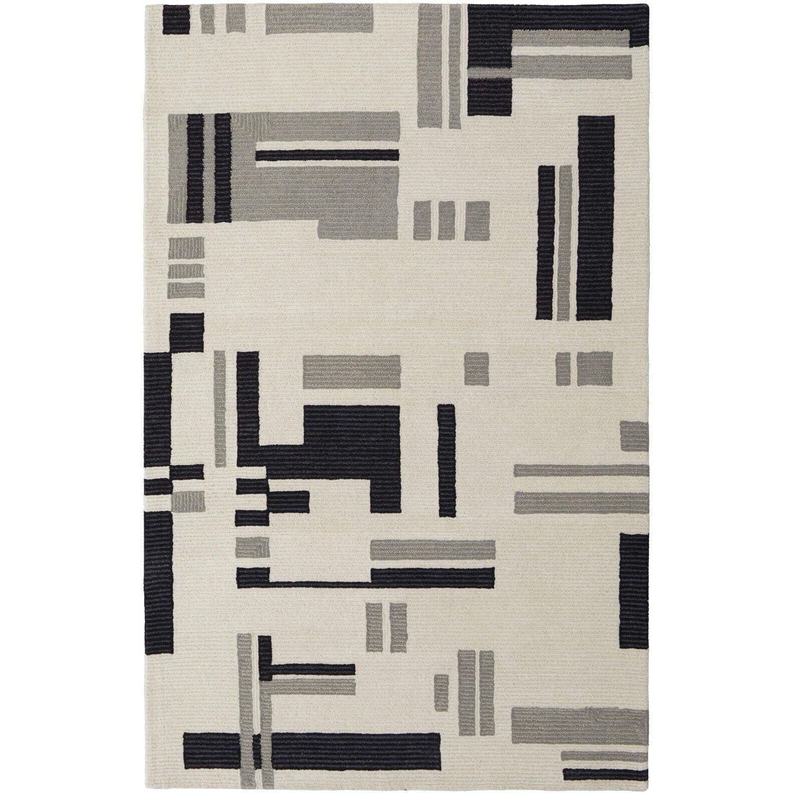 HomeRoots 514403 9 x 12 ft. Ivory & Taupe Wool Abstract Hand Tufted Handmade Rectangle Area Rug