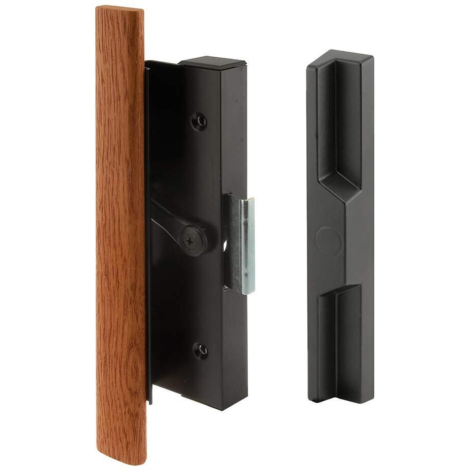 Slide-Co 141753 Black Diecast Sliding Door Handle with Wood Handle (Single Pack)