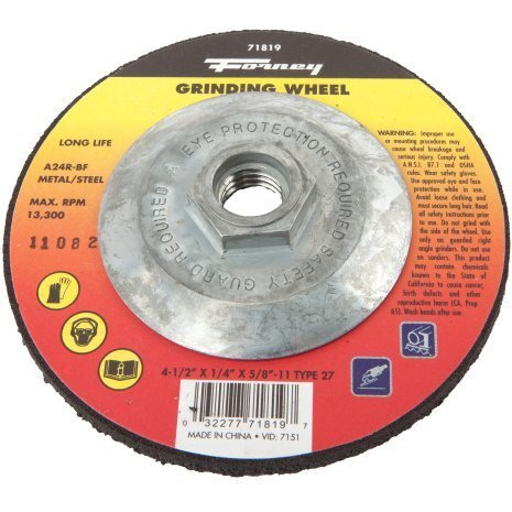 Forney Grinding Wheel 1/4 " Thck, 4-1/2 " Dia Metal