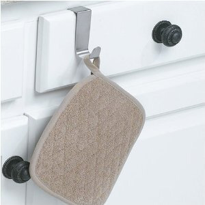 InterDesign 3-1/4 in. L Brushed Nickel Silver Stainless Steel Small Kitchen Over the Cabinet Hook