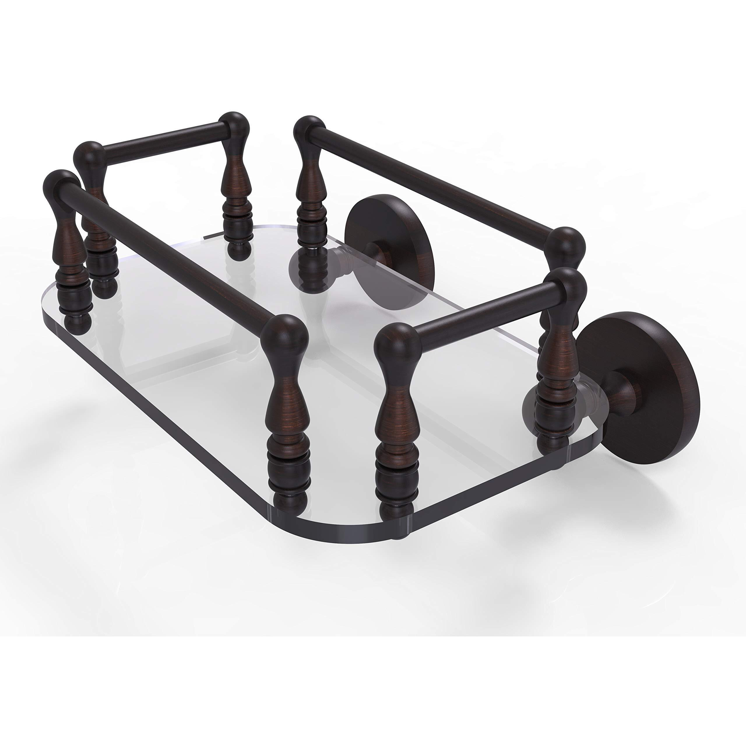 Allied Brass P1000-GT-6 Prestige Skyline Collection Wall Mounted Glass Tray Guest Towel Holder, Venetian Bronze