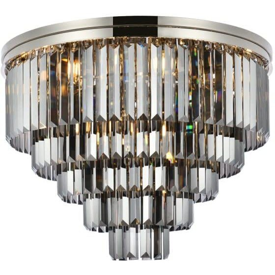 Elegant Lighting Urban Classic Sydney 17-Light Metal Royal Cut Flush Mount in Polished Nickel