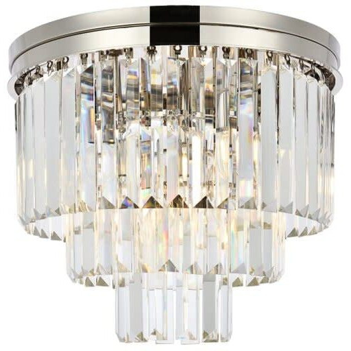 Elegant Lighting Sydney 9 Lt Polished Nickel Flush Mount Clear