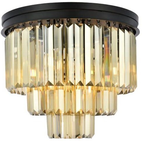 Elegant Lighting Urban Classic Sydney 9-Light Metal Royal Cut Flush Mount in Matte Black