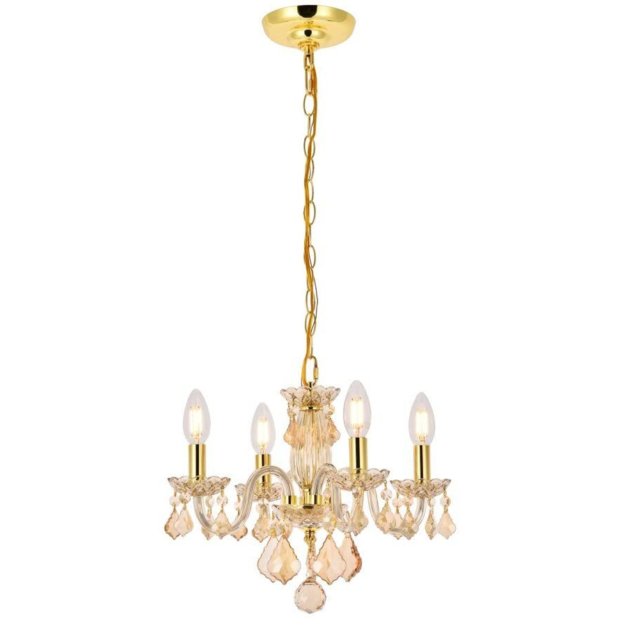 Elegant Lighting Value Rococo 4 Light Golden Shadow Pendant Golden Shadow (Champagne) Royal Cut Crystal