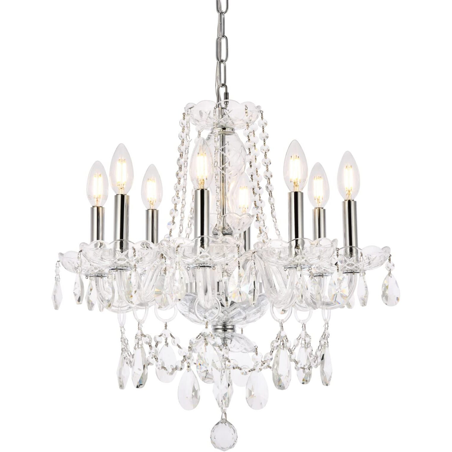 Elegant Lighting Princeton - Eight Light Chandelier-Royal Cut Crystal Type-Chrome Finish -Traditional Installation