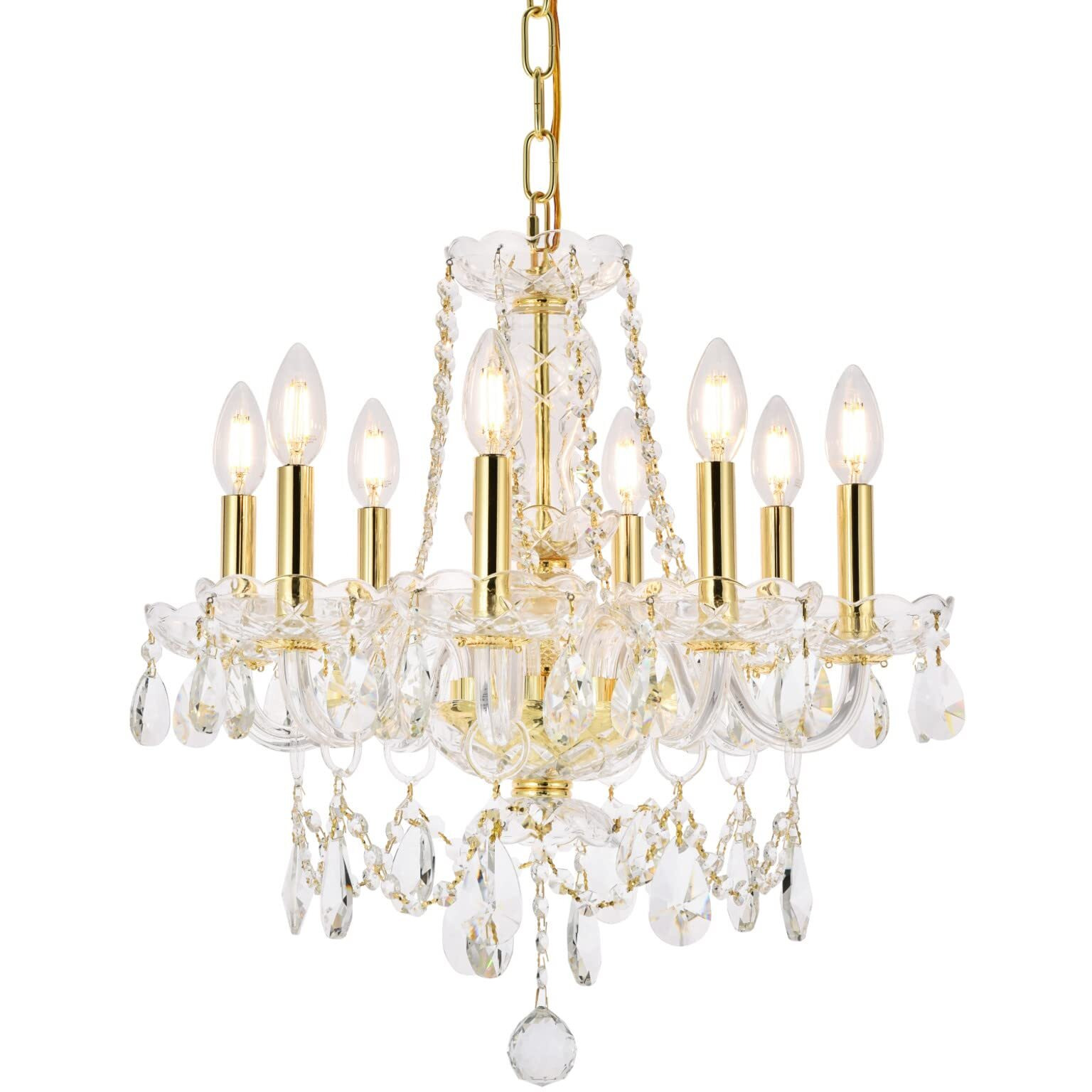 Elegant Lighting Value Princeton 8 Light Gold Chandelier Clear Royal Cut Crystal