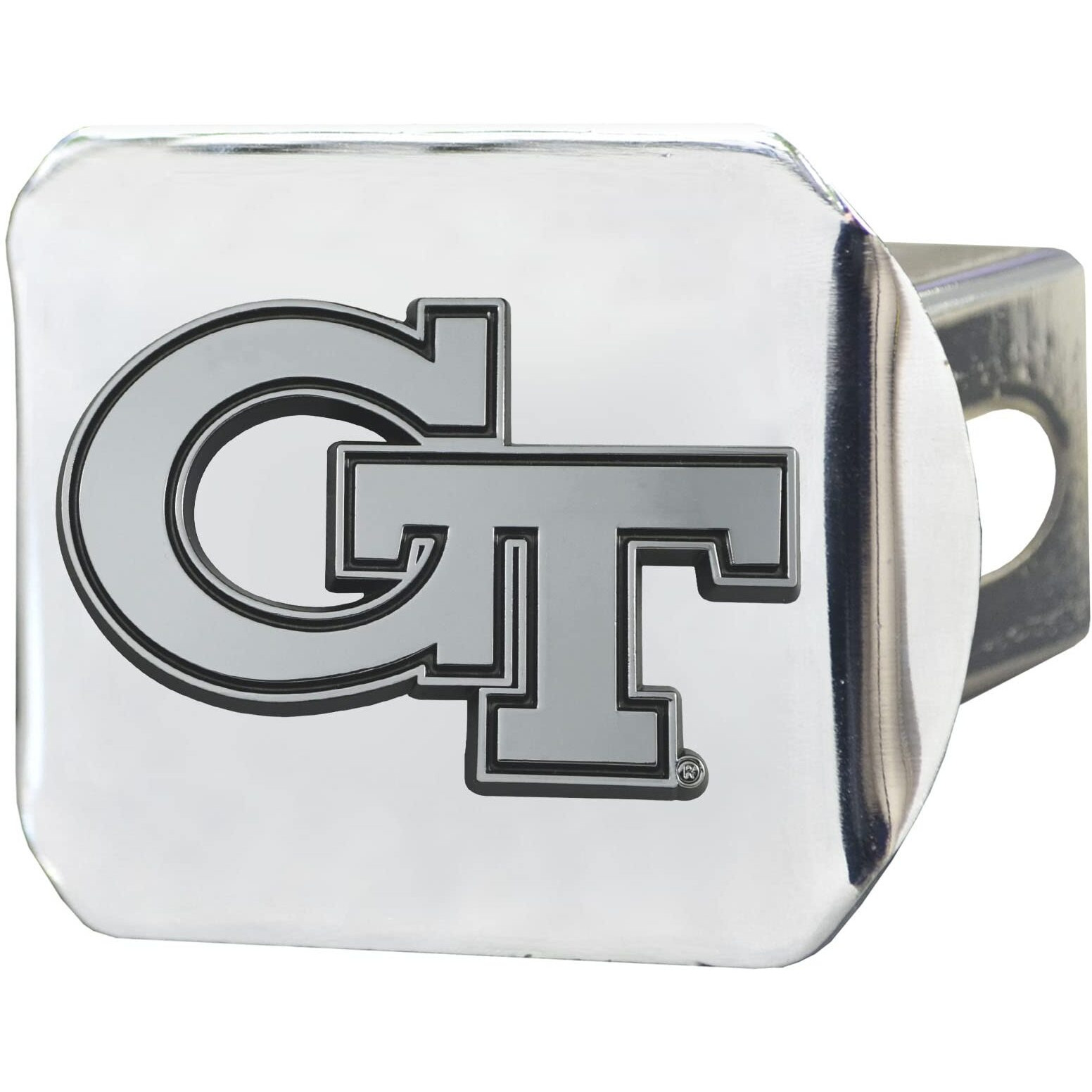 FANMATS 25008 Georgia Tech Yellow Jackets Chrome Metal Hitch Cover with Chrome Metal 3D Emblem