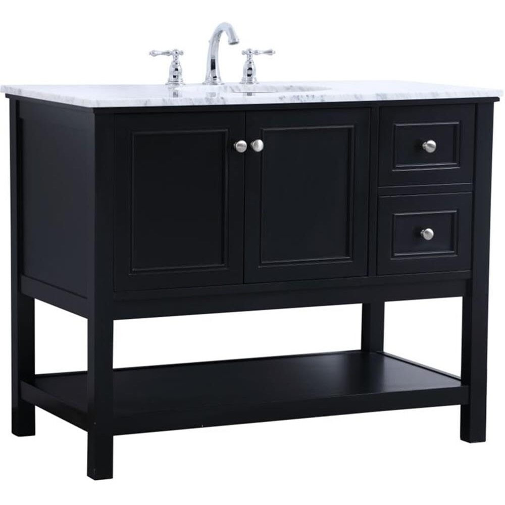 Elegant Decor Metropolis 42" Single Marble Top Bathroom Vanity in Black