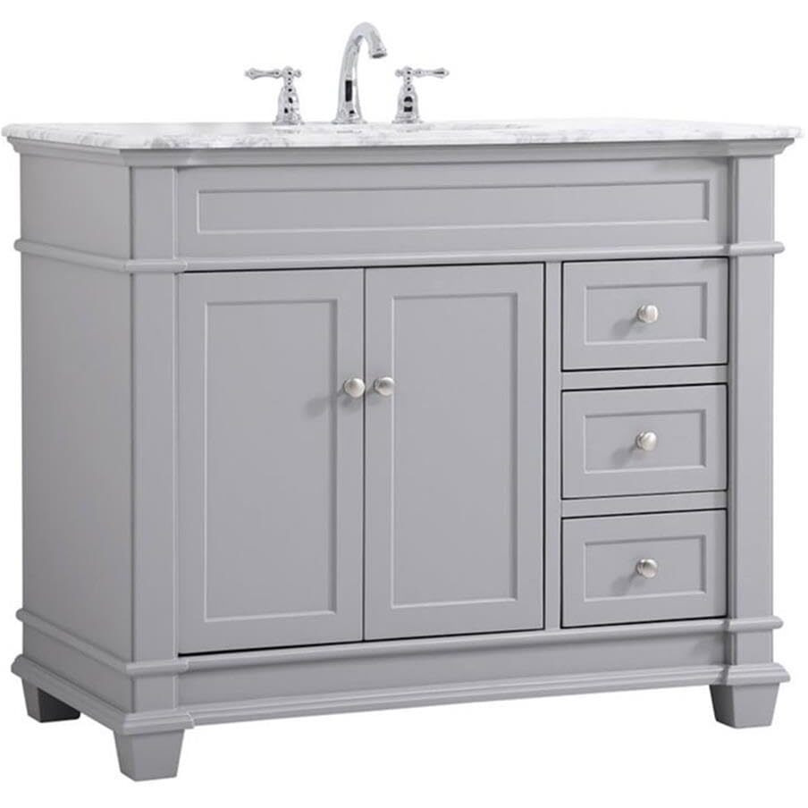 Elegant Decor Wesley 42" Steel and Solid Wood Single Bathroom Vanity Set in Gray