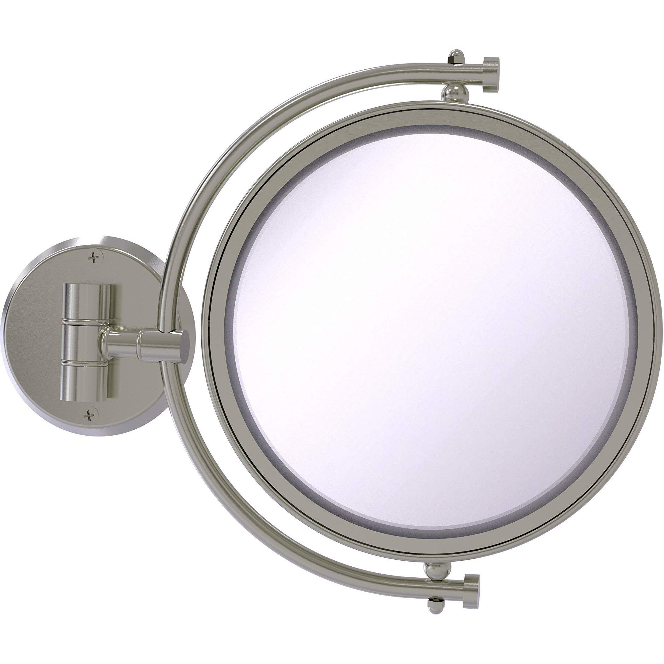 Allied Brass WM-4/2X 8 Inch Wall Mounted 2X Magnification Make-Up Mirror, Satin Nickel