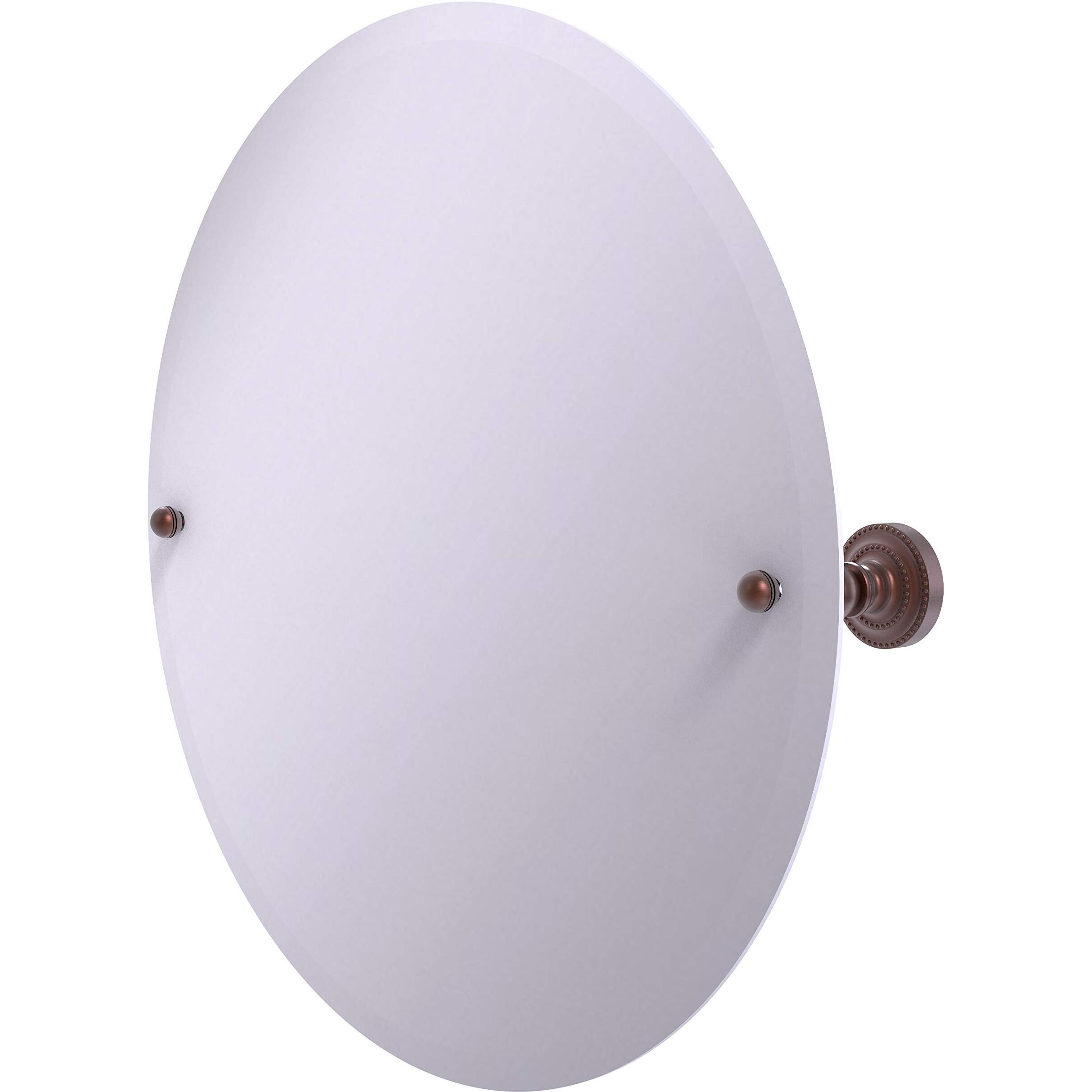 Allied Brass DT-90 Frameless Round Tilt Beveled Edge Wall Mirror, Antique Copper