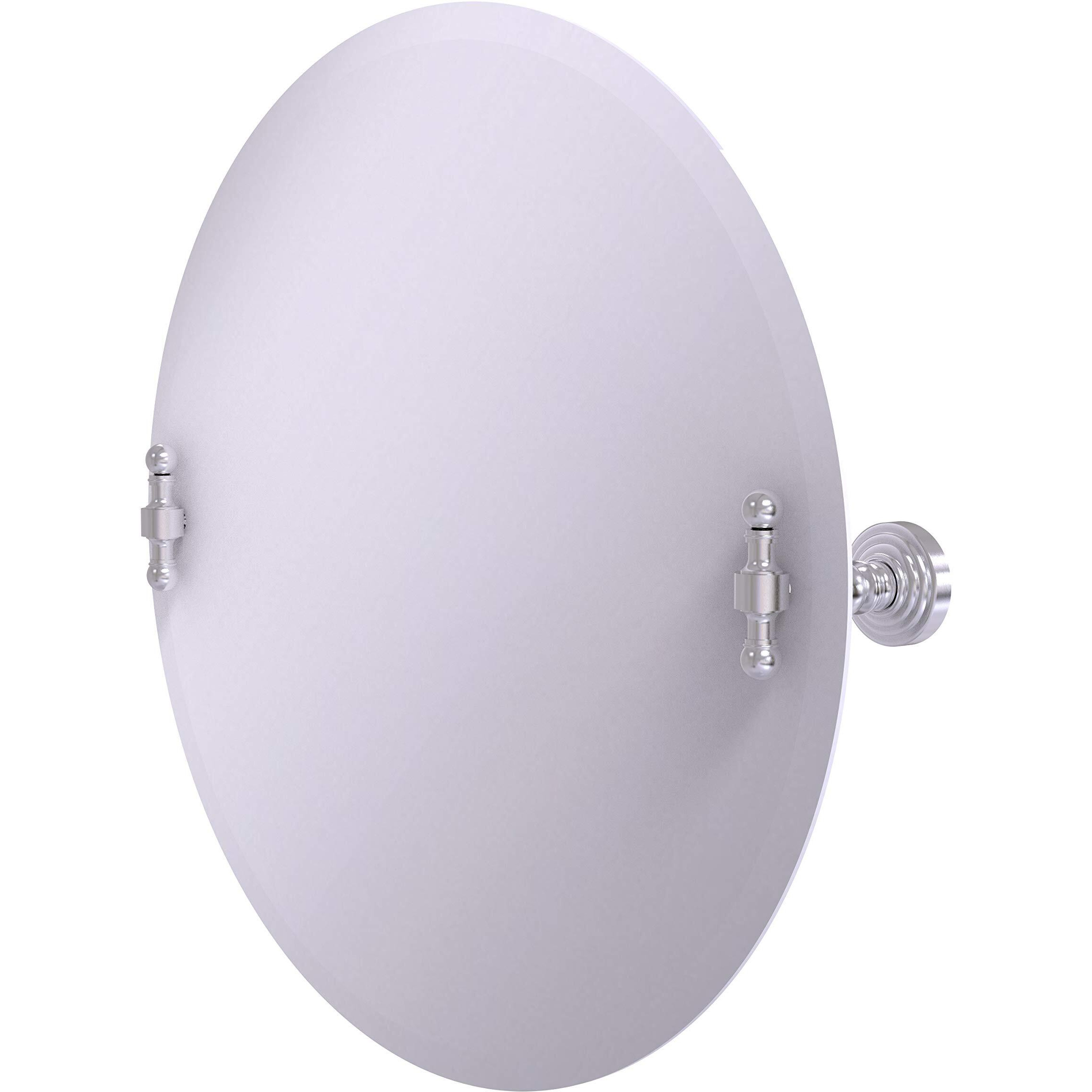 Allied Brass RW-90 Frameless Round Tilt Beveled Edge Wall Mirror, Satin Chrome