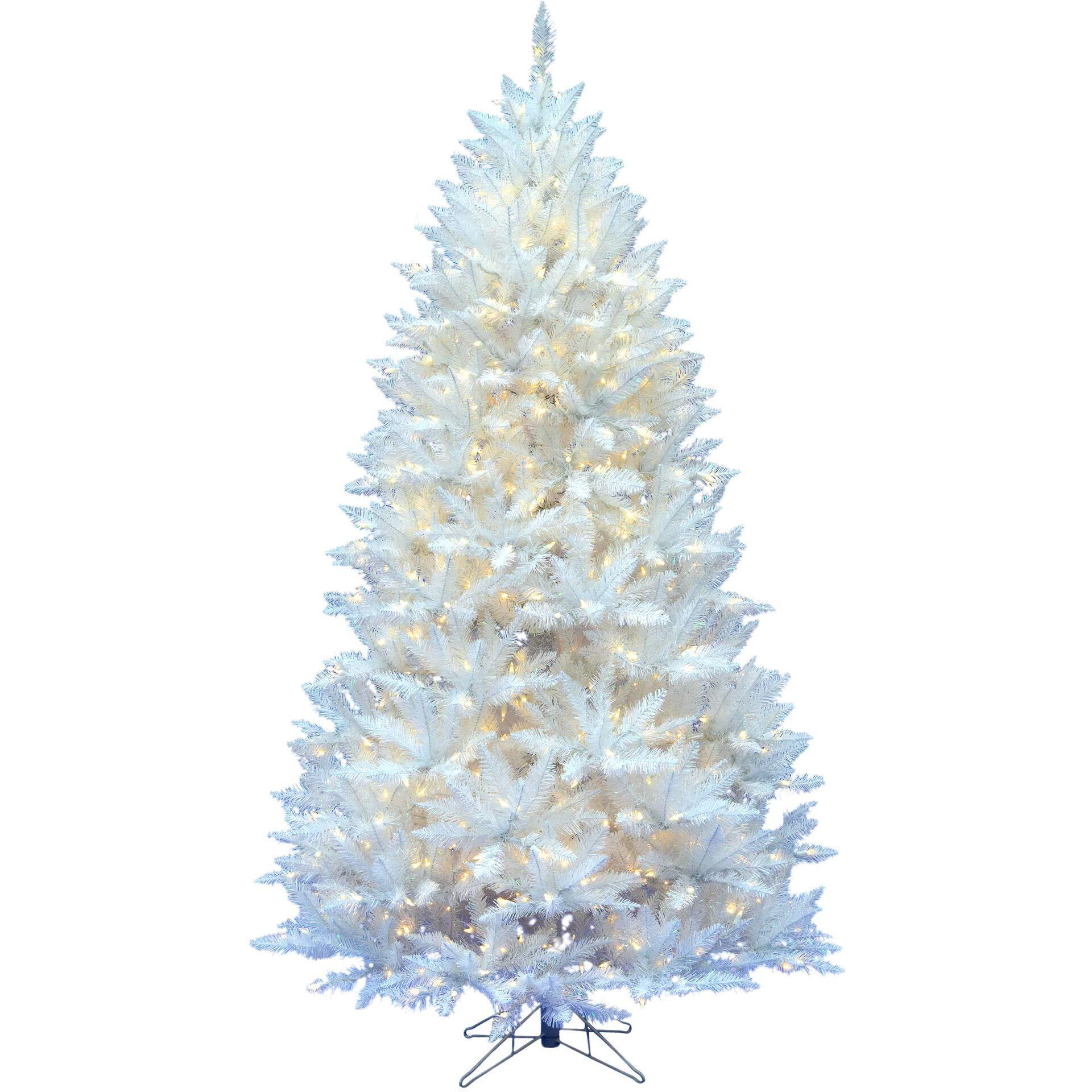 Vickerman 7.5' Sparkle White Spruce Artificial Christmas Tree, Featuring 750 Pure White LED Lights - Faux Spruce Christmas Tree - Seasonal Indoor Home Decor