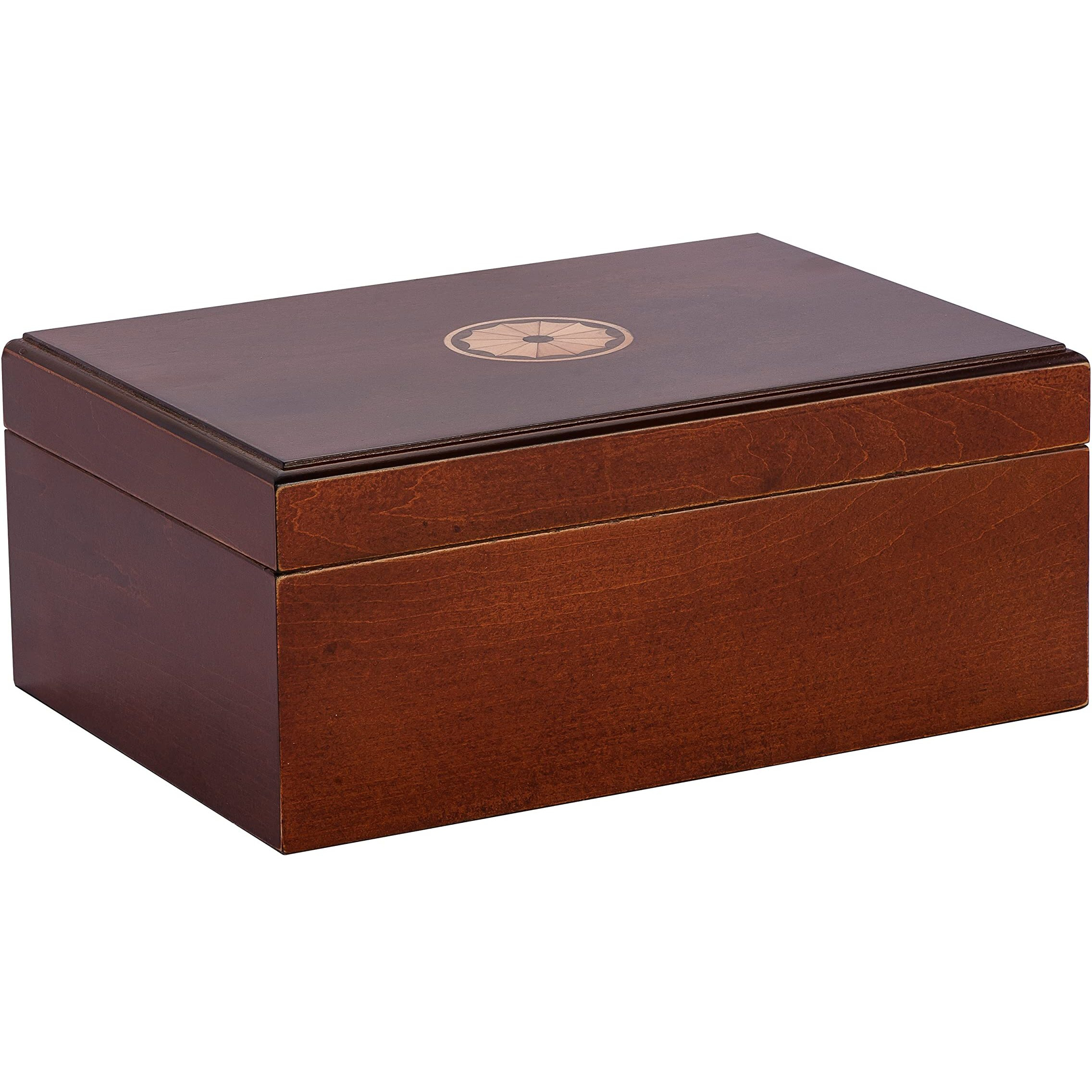 Sao Paolo Humidor, 50 Cigar Capacity, Lined With Premium Kiln Dried Spanish Cedar, SureSeal Technology, Rich Maple Wood With Mahogany Finish