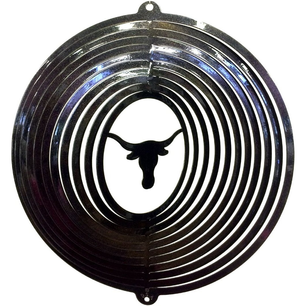 Stainless Steel Longhorn - 12 Inch Wind Spinner, Black