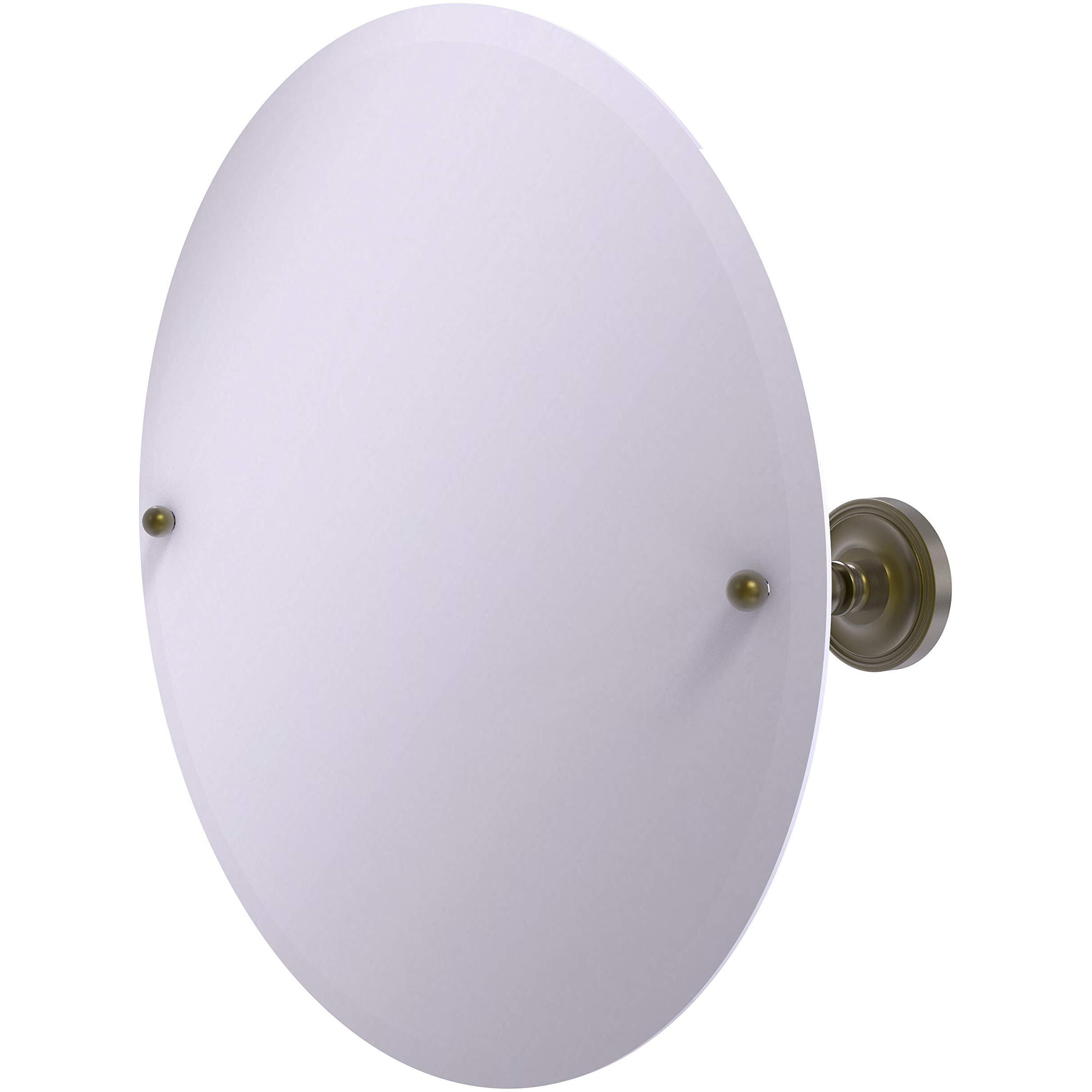 Allied Brass PR-90 Frameless Round Tilt Beveled Edge Wall Mirror, Antique Brass