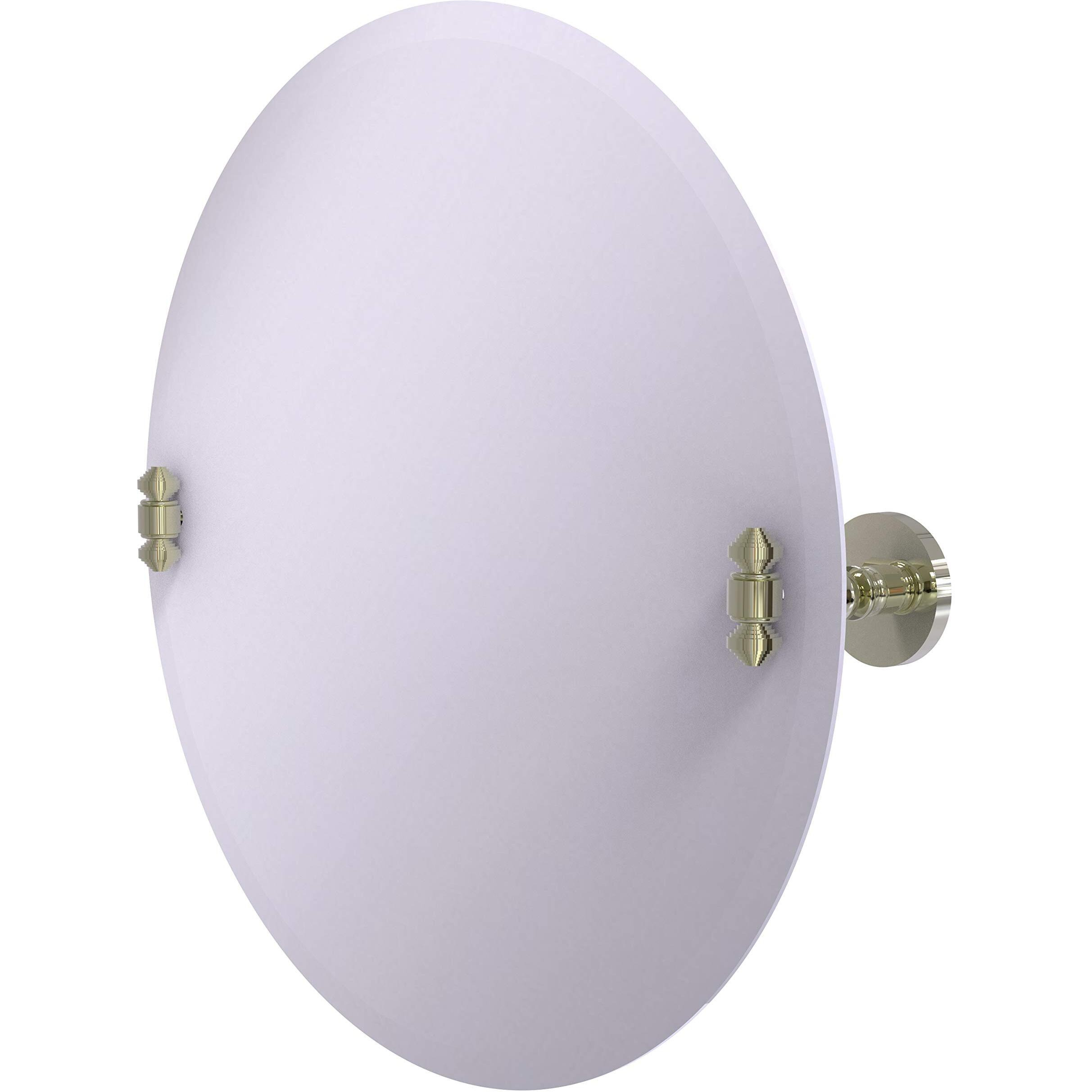 Allied Brass SB-90 Frameless Round Tilt Beveled Edge Wall Mirror, Polished Nickel