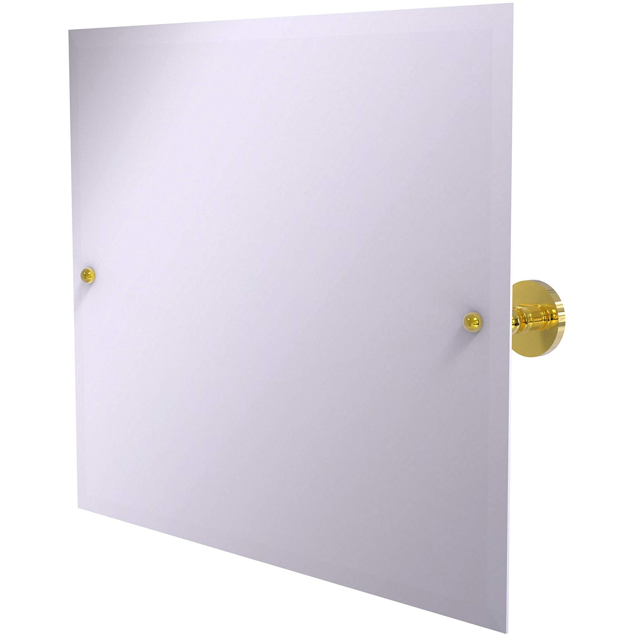 Allied Brass P1093 Frameless Landscape Rectangular Tilt Beveled Edge Wall Mirror, Polished Brass