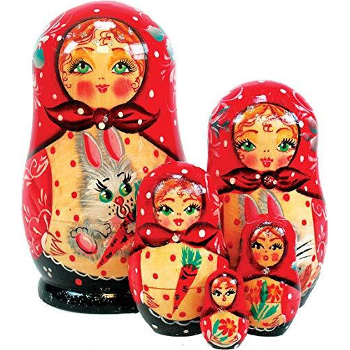 5 Piece Bunny Matreshka Nesting Doll Set - 120058 by G.DeBrekht