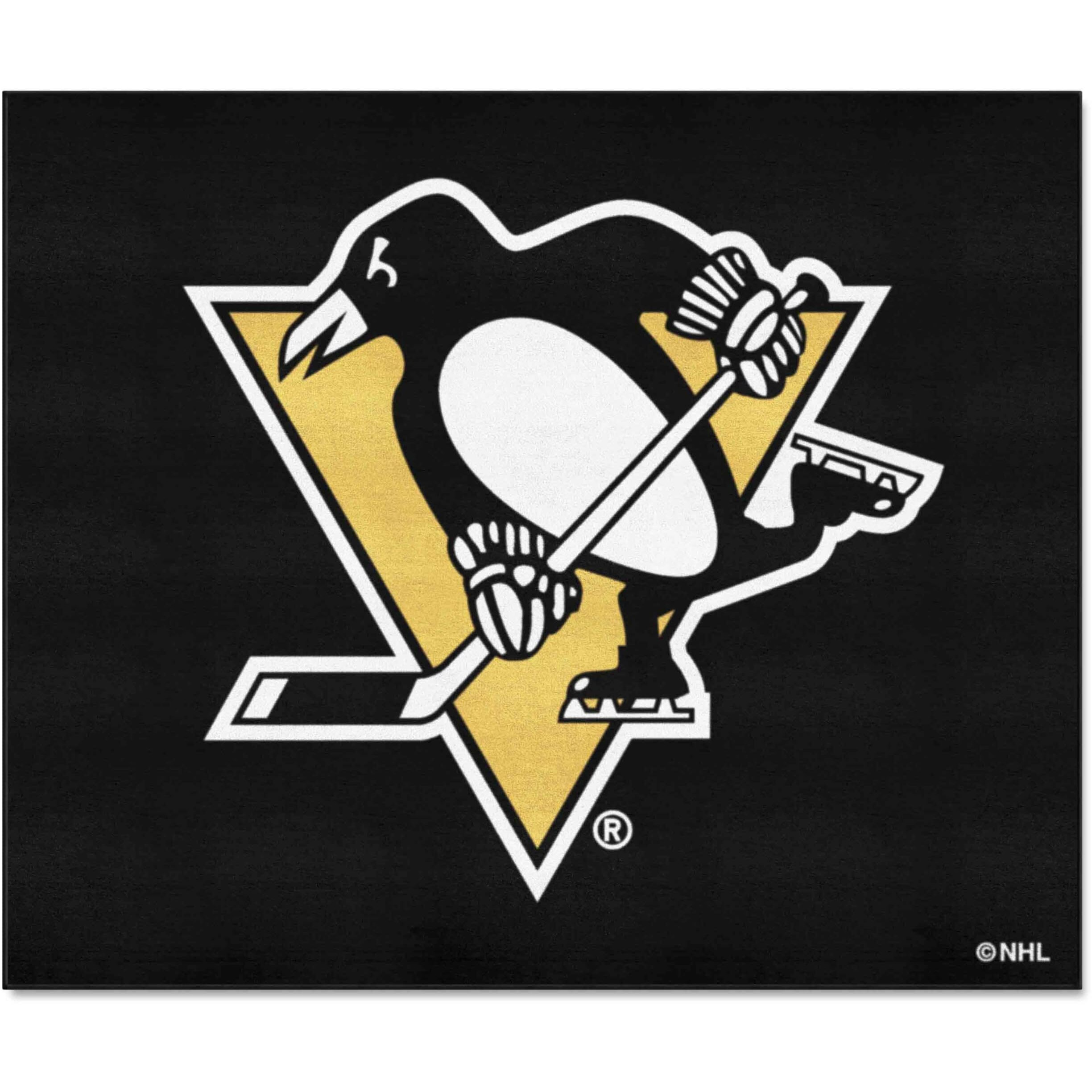 FANMATS 10433 Pittsburgh Penguins Tailgater Rug - 5ft. x 6ft. Sports Fan Area Rug, Home Decor Rug and Tailgating Mat