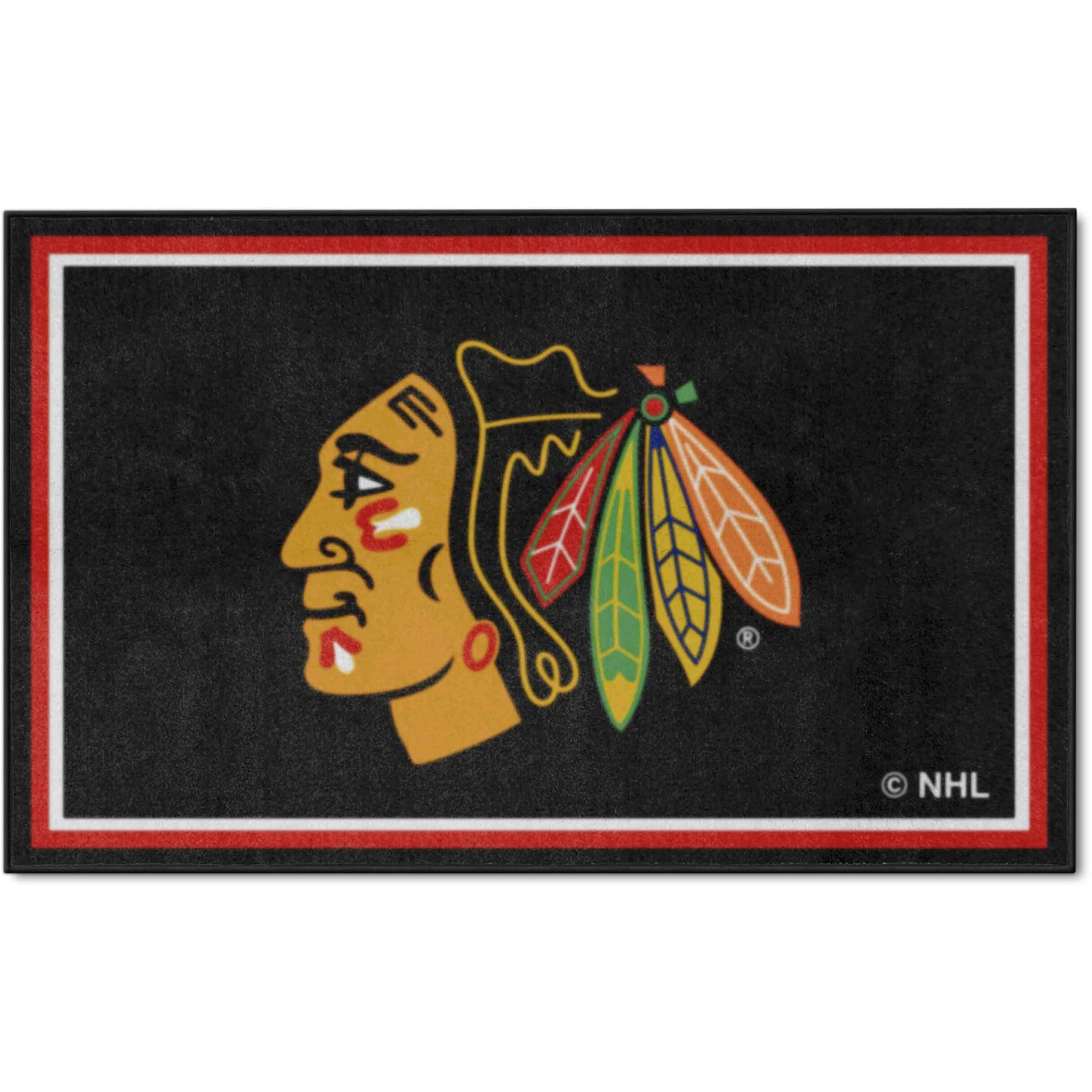 FANMATS 10375 Chicago Blackhawks 4ft. x 6ft. Plush Area Rug